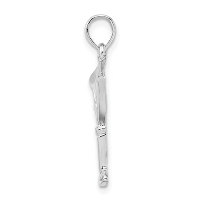 Sterling Silver De-Ani Rhodium-Plated Polished Cut-Out Martini With Olive Pendant