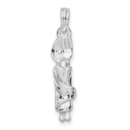 Sterling Silver De-Ani Rhodium-Plated Polished Spoon And Fork Rolled In Napkin Pendant