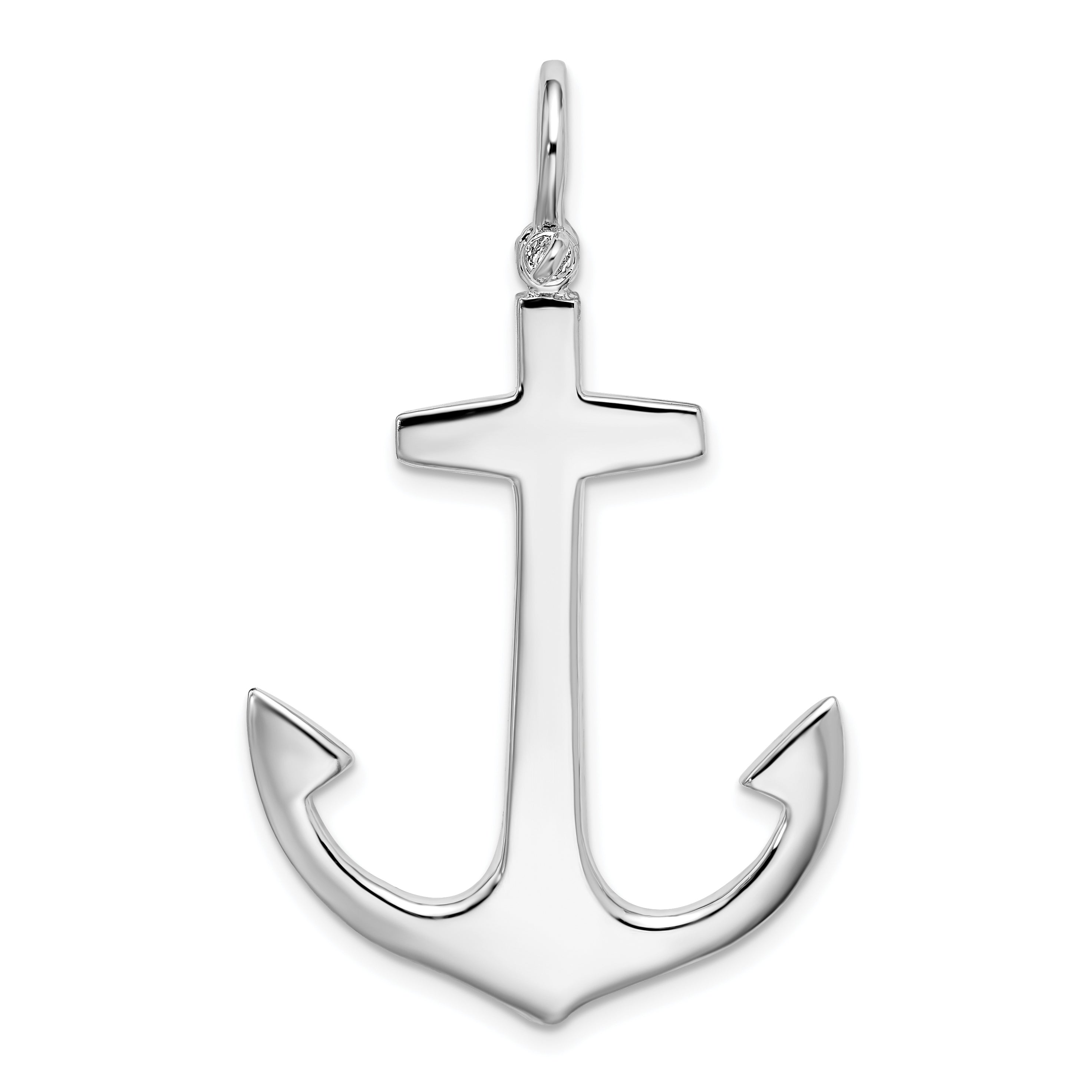 Sterling Silver De-Ani Rhodium-Plated Polished 3D Large Anchor Pendant