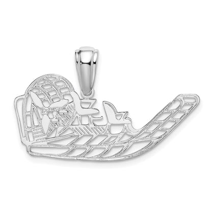 Sterling Silver De-Ani Rhodium-Plated Polished Cut-Out Flat Airboat Pendant
