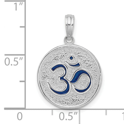 Sterling Silver De-Ani Rhodium-Plated Reversible Enameled Ohm Lotus Pendant