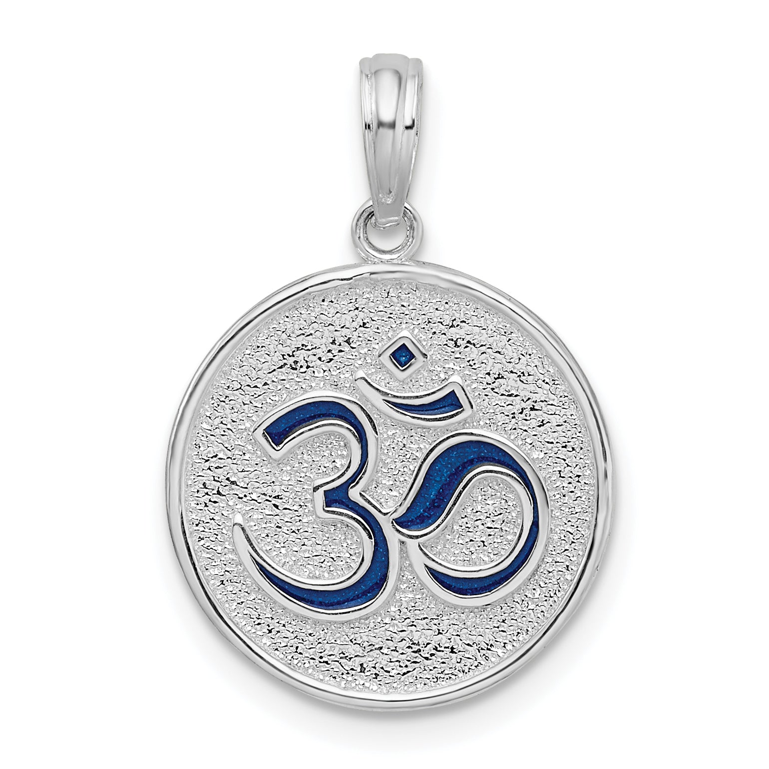 Sterling Silver De-Ani Rhodium-Plated Reversible Enameled Ohm Lotus Pendant