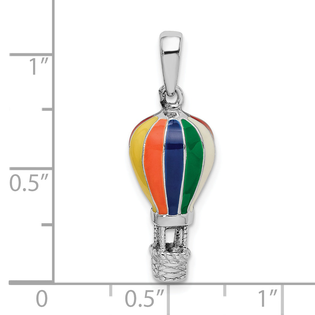 Sterling Silver De-Ani Rhodium-Plated 3D Enameled Hot Air Balloon Pendant
