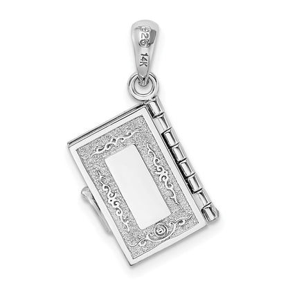 Silver/14K Two-Tone De-Ani Sterling Silver Rhodium-Plated Texture Lords Prayer Bible With 14K Cross Pendant