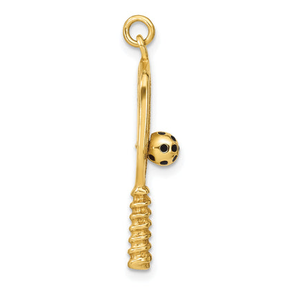 Ss/Gold Plated Sterling Silver Gold-Tone And Enamel Pickleball Charm