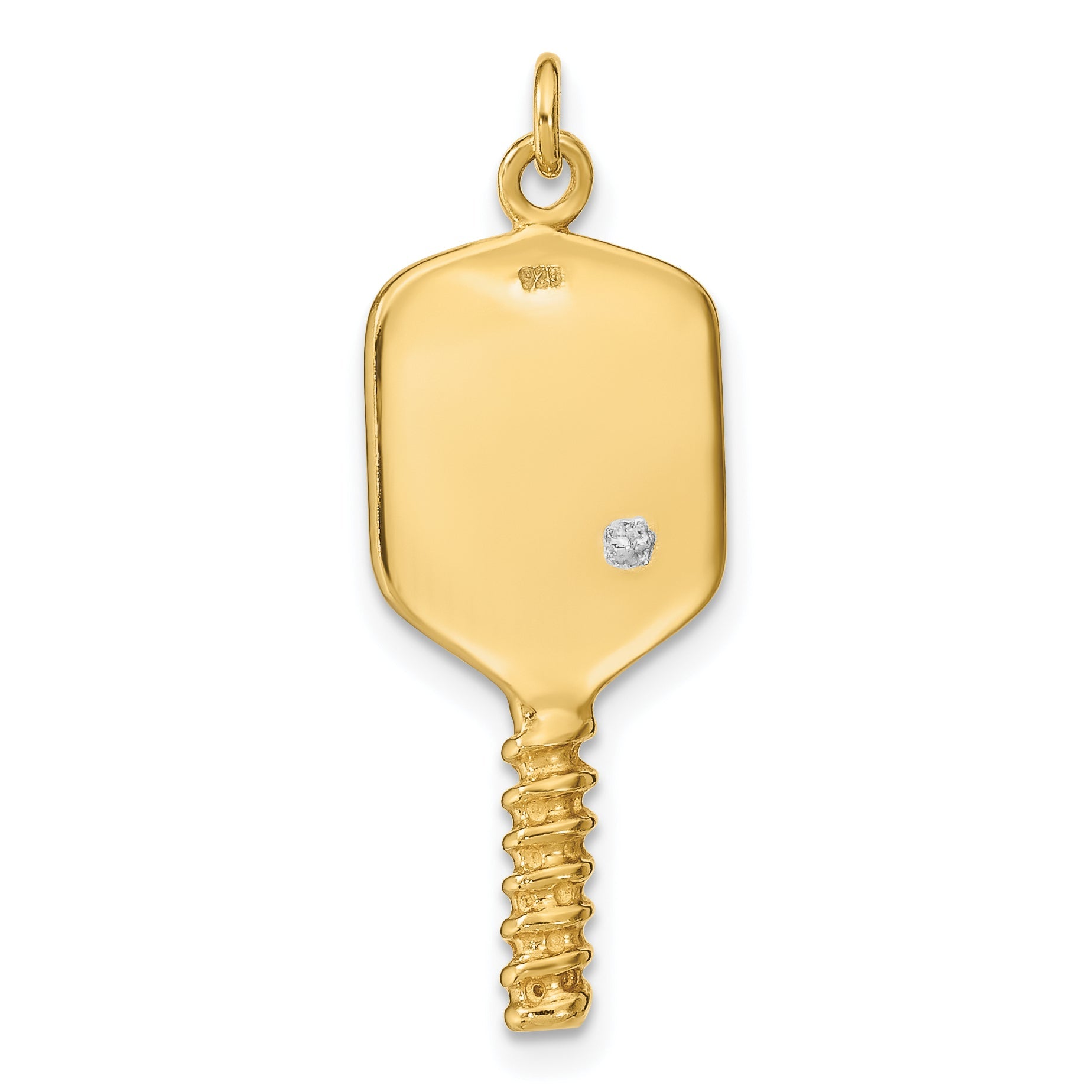 Ss/Gold Plated Sterling Silver Gold-Tone And Enamel Pickleball Charm