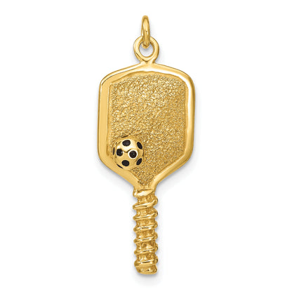 Ss/Gold Plated Sterling Silver Gold-Tone And Enamel Pickleball Charm
