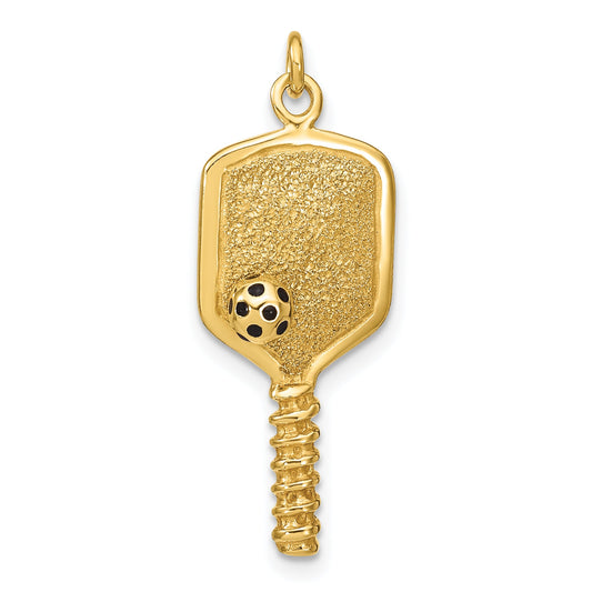 Ss/Gold Plated Sterling Silver Gold-Tone And Enamel Pickleball Charm