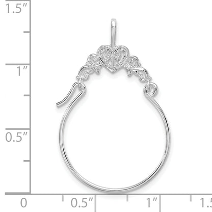 Sterling Silver De-Ani Rhodium-Plated Polished Heart With Scroll Charm Holder