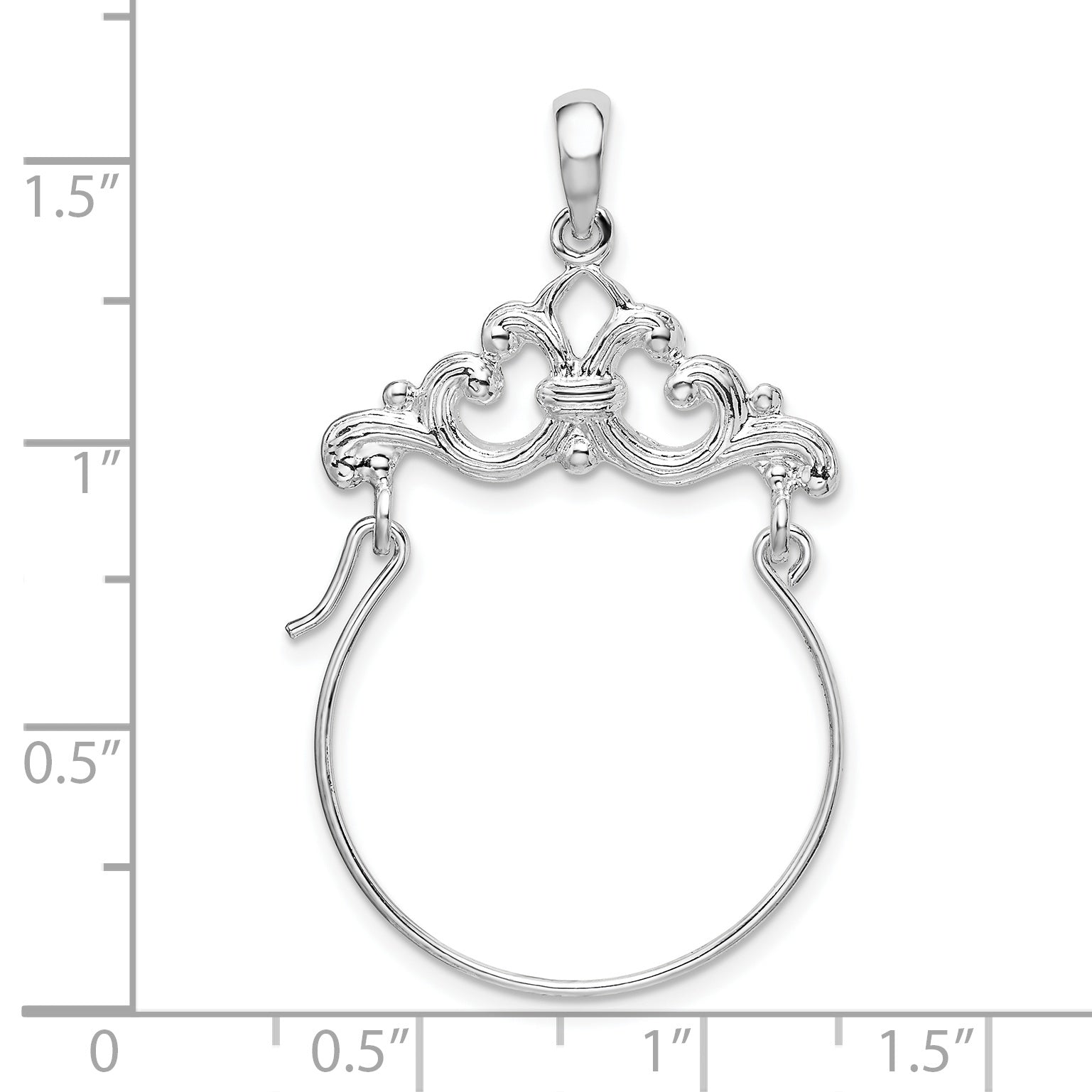 Sterling Silver De-Ani Rhodium-Plated Polished Scroll Design Charm Holder