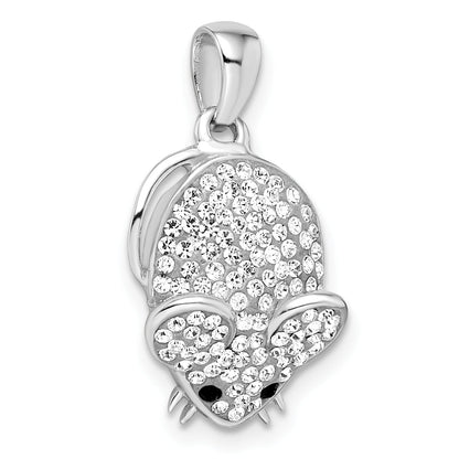 Sterling Silver Rhodium-Plated Preciosa Crystal Mouse Pendant