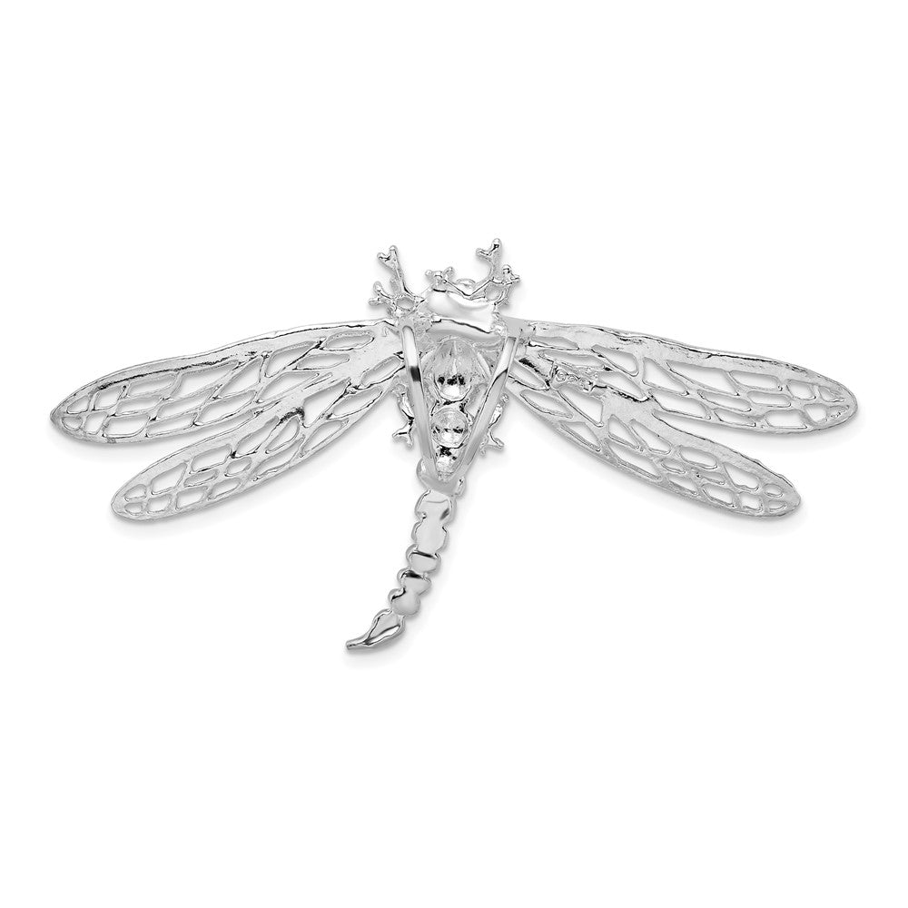 Sterling Silver De-Ani Rhodium-Plated Polished Dragonfly With Filigree Wings Slide