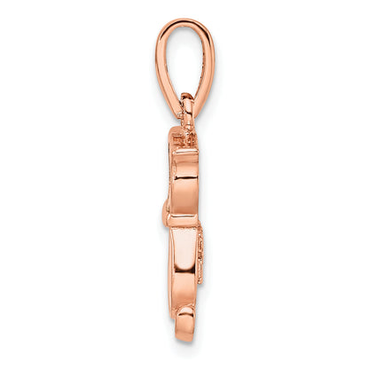 Sterling Silver Rhodium-Plated Rose-Tone White Created Opal Cat Pendant