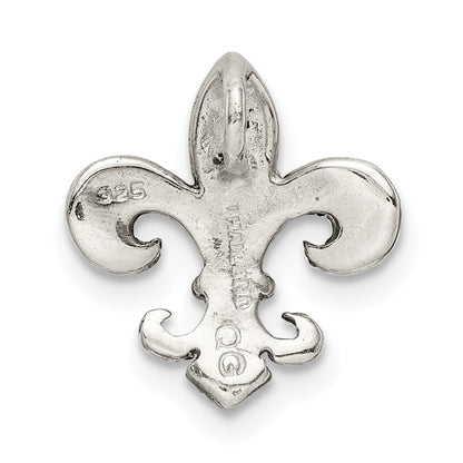 Sterling Silver Antiqued Marcasite Fleur De Lis Chain Slide