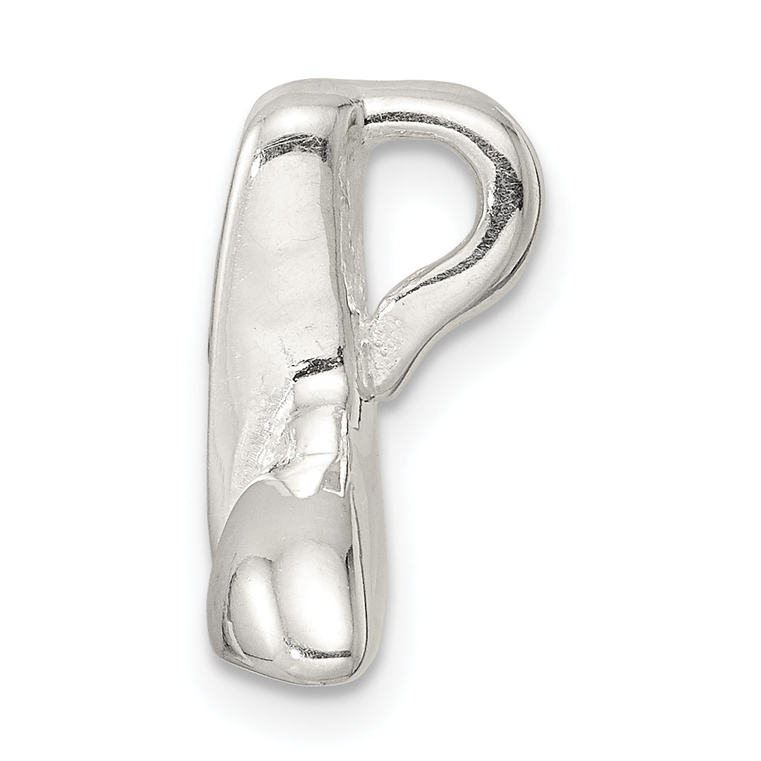 Sterling Silver Polished Crystal Whale Tail Chain Slide