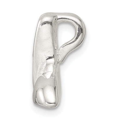 Sterling Silver Polished Crystal Whale Tail Chain Slide