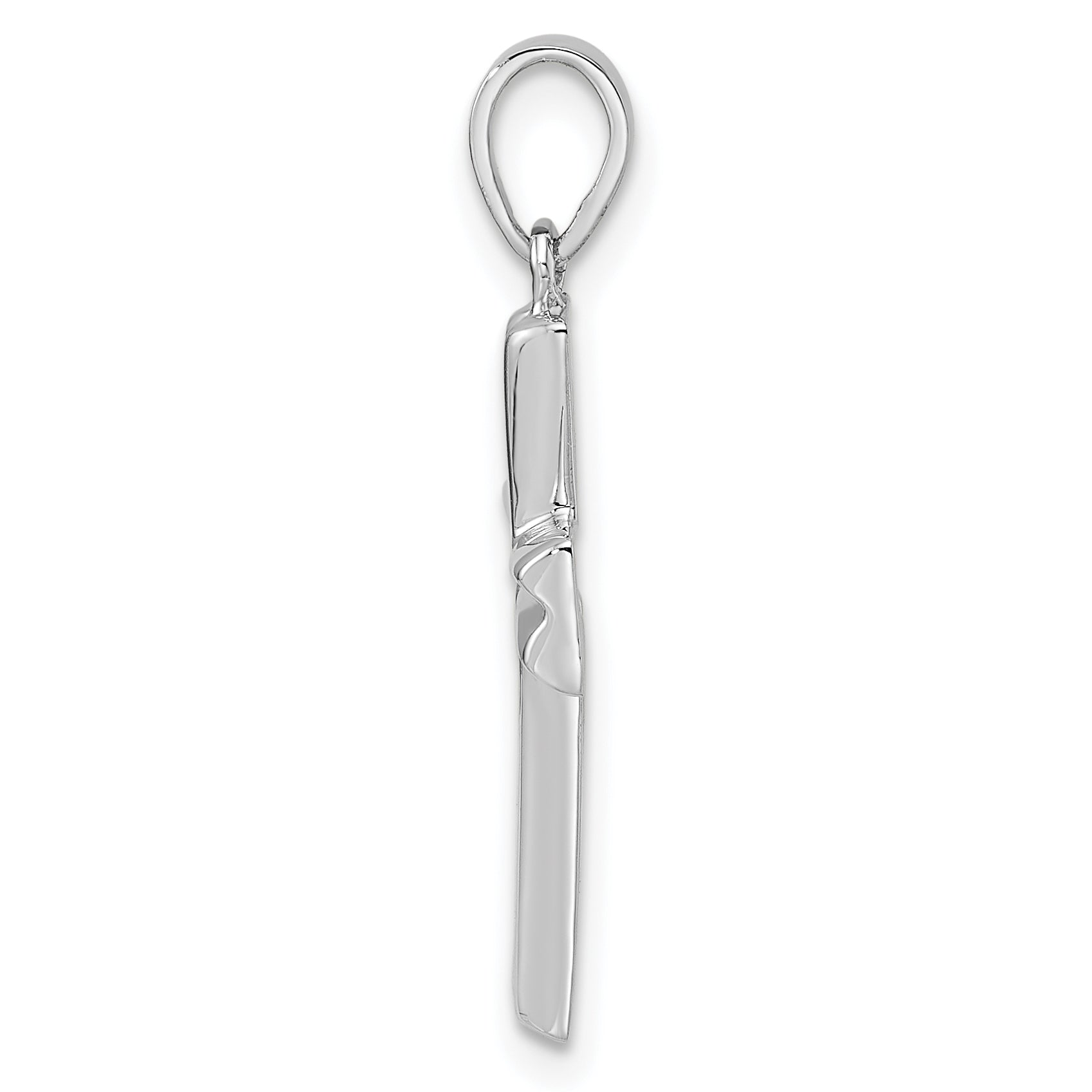 Sterling Silver Rh Polished Cross Pendant