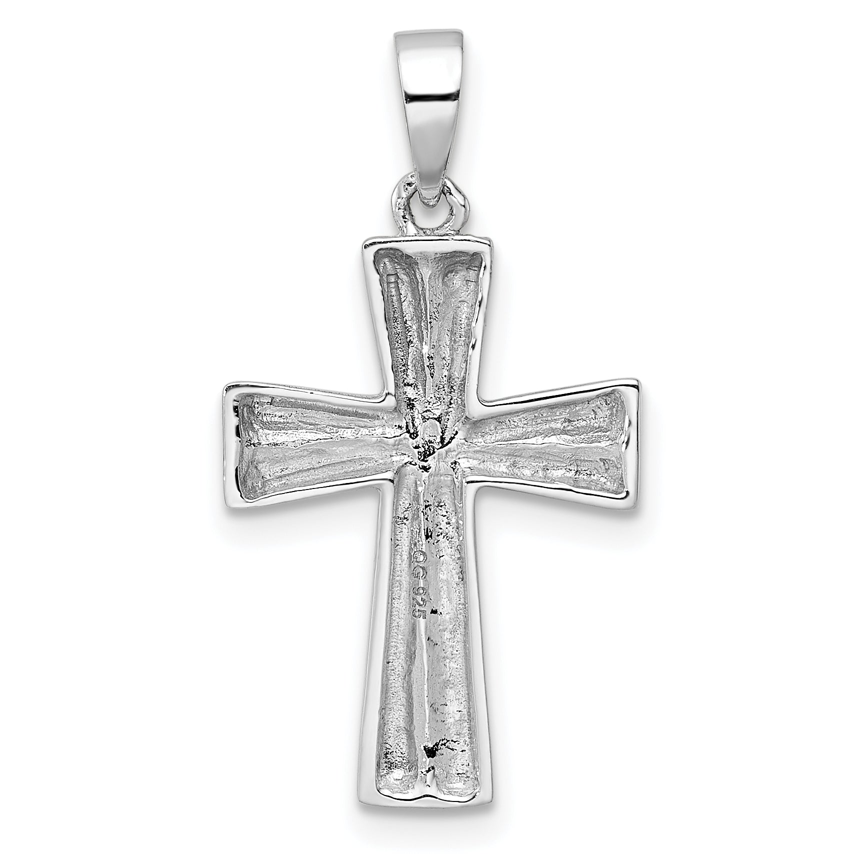 Sterling Silver Rh Polished Cross Pendant