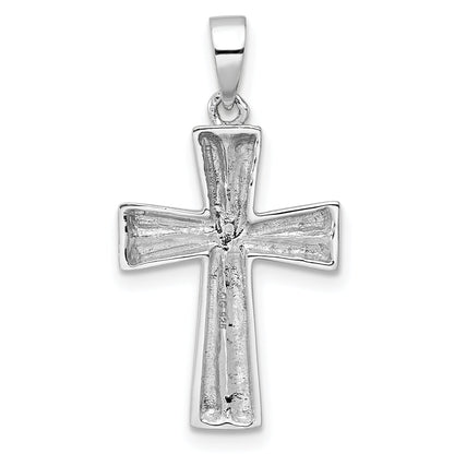 Sterling Silver Rh Polished Cross Pendant