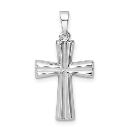 Sterling Silver Rh Polished Cross Pendant
