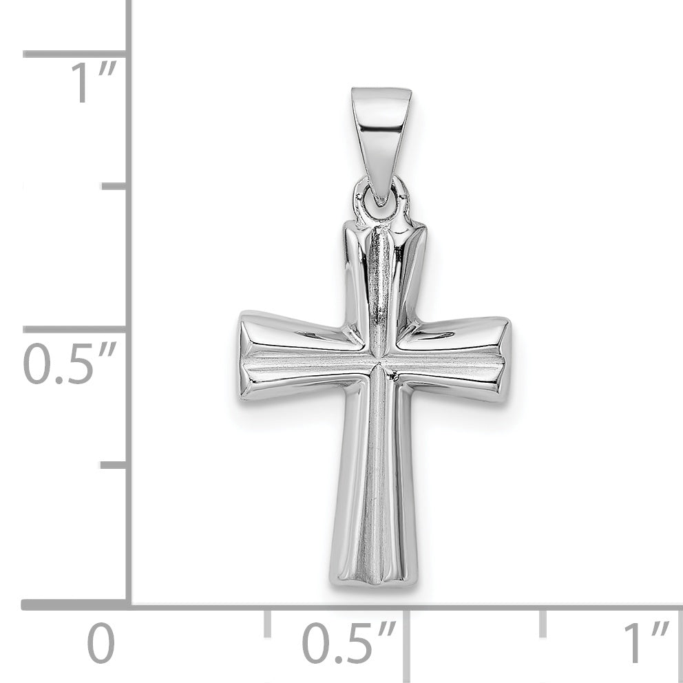 Sterling Silver Rh Polished Cross Pendant