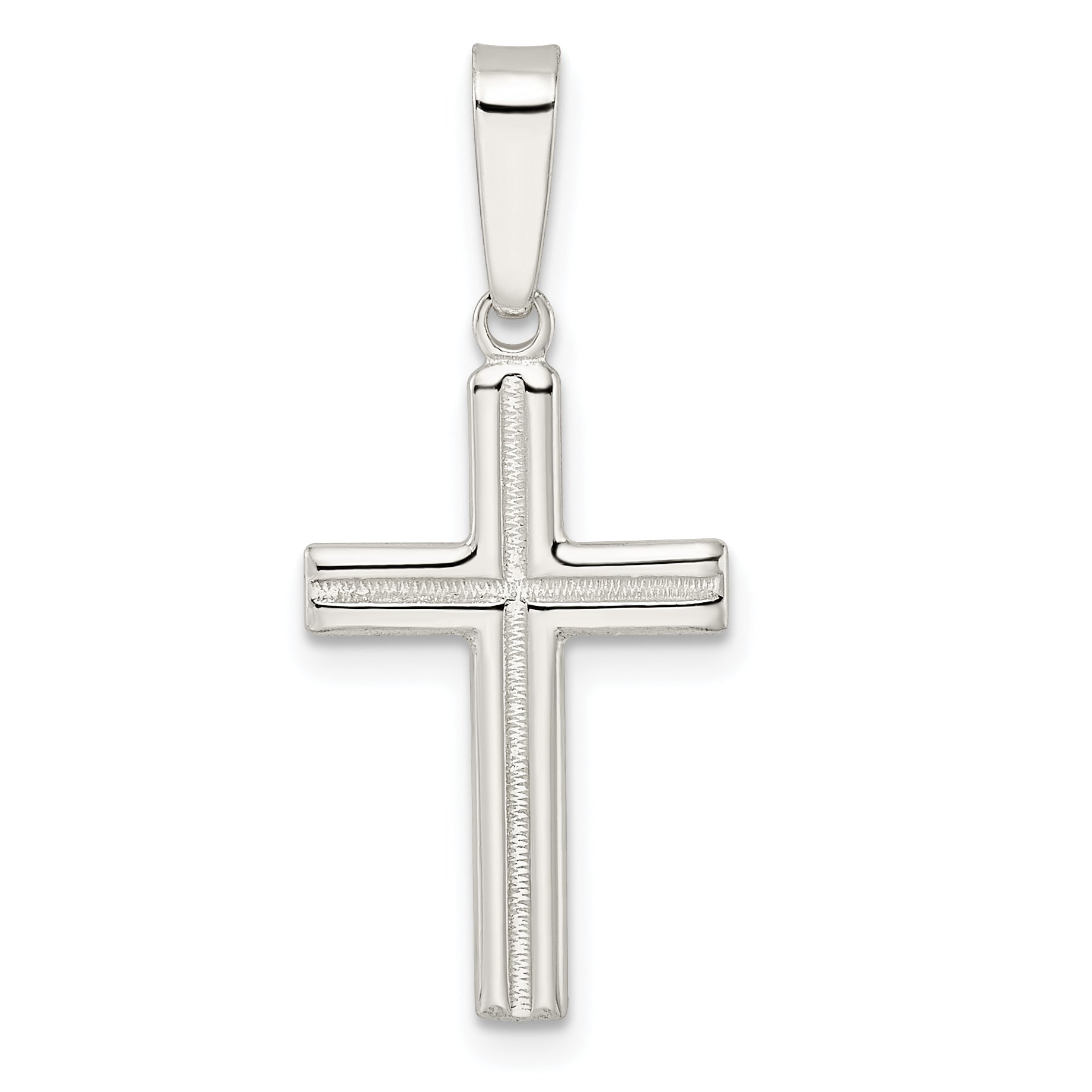Sterling Silver Polished And Satin Center Latin Cross Pendant