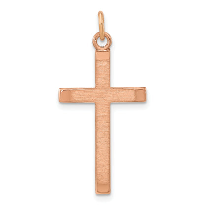 Sterling Silver Rose Gold-Plated Polished And Brushed Tapered Cross Pendant