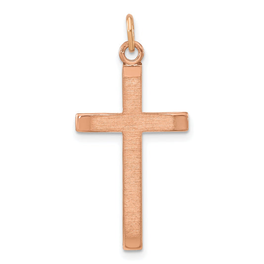 Sterling Silver Rose Gold-Plated Polished And Brushed Tapered Cross Pendant