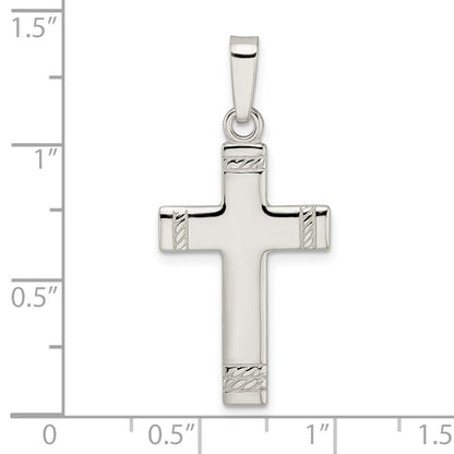 Sterling Silver Polished W/Rope Ends Latin Cross Pendant