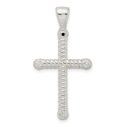 Sterling Silver Polished Twisted Hollow Latin Cross Pendant