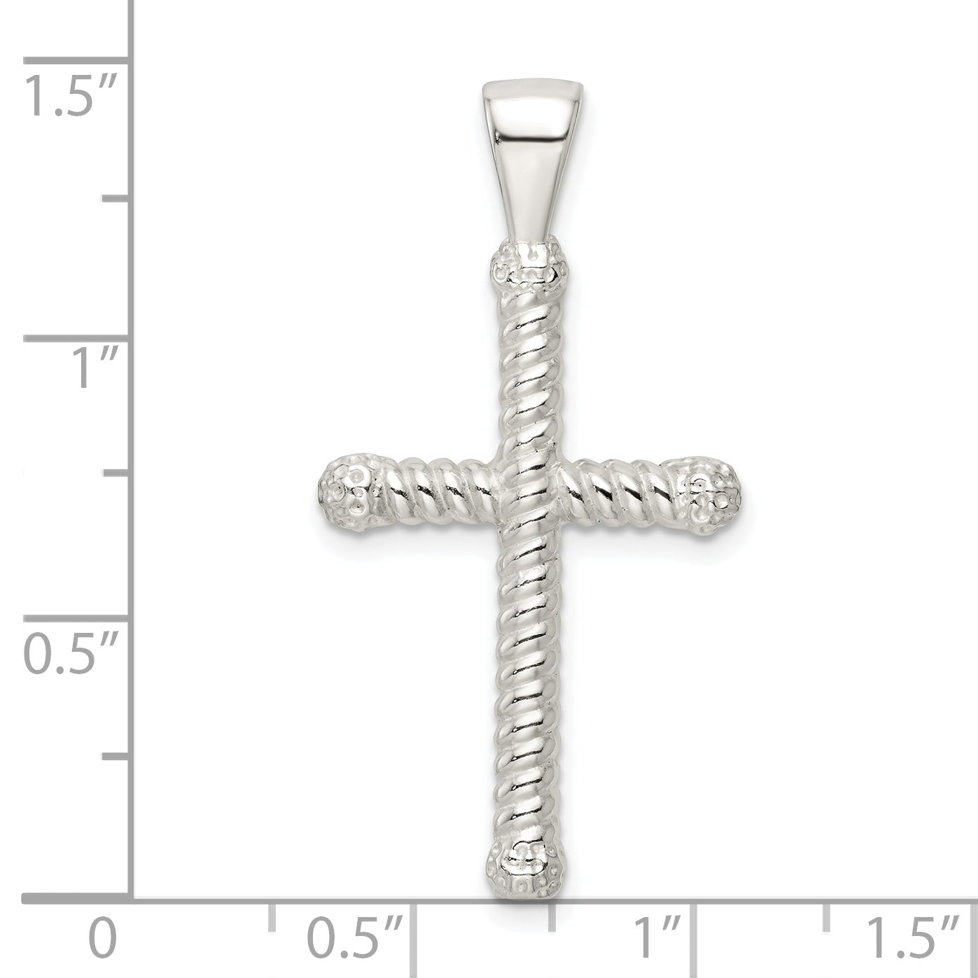 Sterling Silver Polished Twisted Hollow Latin Cross Pendant