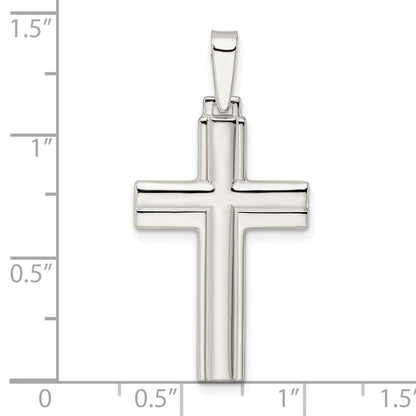 Sterling Silver Polished W/Lines Latin Cross Pendant