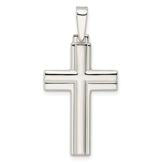 Sterling Silver Polished W/Lines Latin Cross Pendant