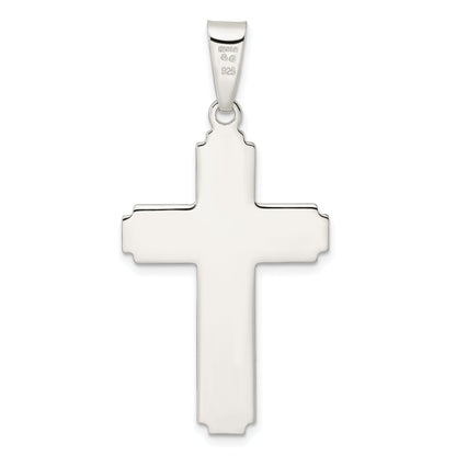 Sterling Silver Polished W/Edge Lines Latin Cross Pendant