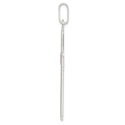 Sterling Silver Polished W/Edge Lines Large Latin Cross Pendant