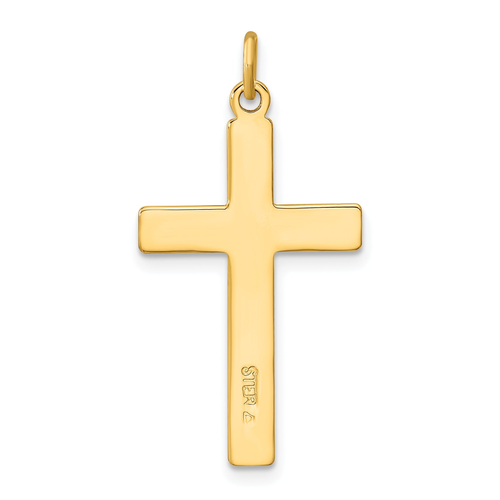 Sterling Silver Gold-Plated Polished And Satin D/C Cross Pendant