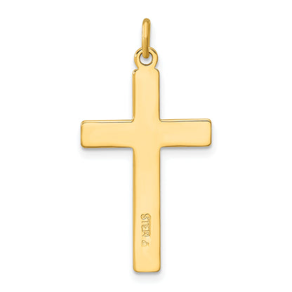 Sterling Silver Gold-Plated Polished And Satin D/C Cross Pendant