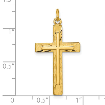 Sterling Silver Gold-Plated Polished And Satin D/C Cross Pendant