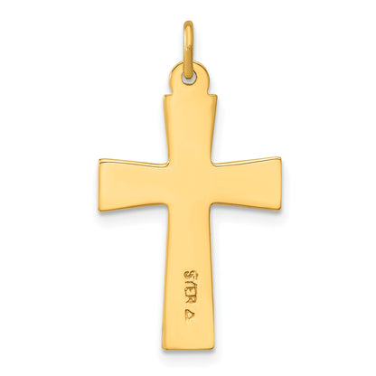 Sterling Silver Gold-Plated Polished Enameled Cross Pendant