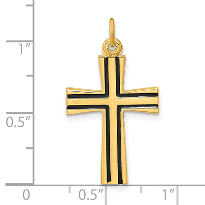 Sterling Silver Gold-Plated Polished Enameled Cross Pendant