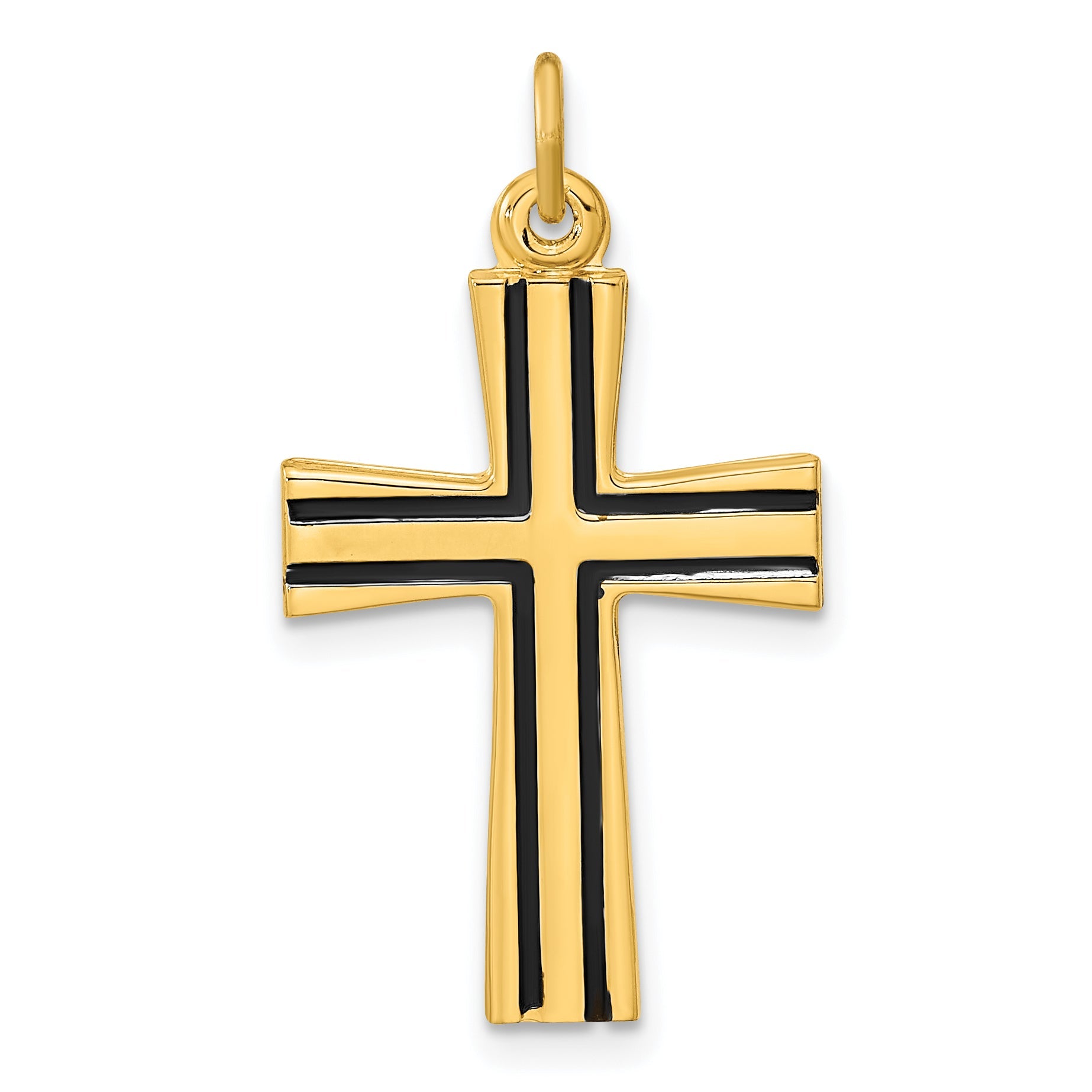 Sterling Silver Gold-Plated Polished Enameled Cross Pendant