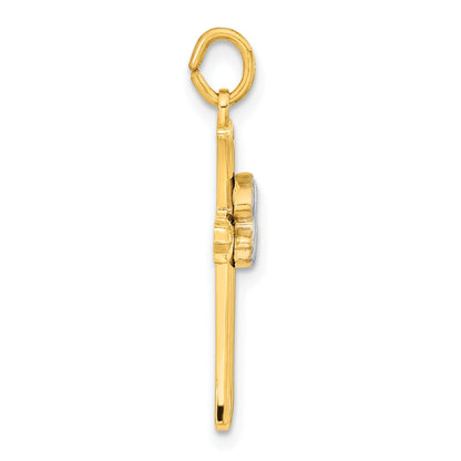 Sterling Silver Gold-Plated Polished And Satin Cross Dove Pendant