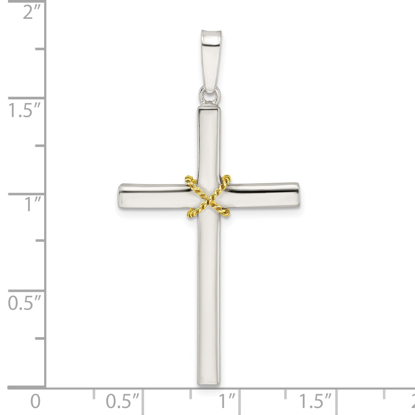 Sterling Silver W/Gold-Tone X Center Hollow Cross Pendant