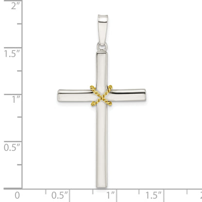 Sterling Silver W/Gold-Tone X Center Hollow Cross Pendant