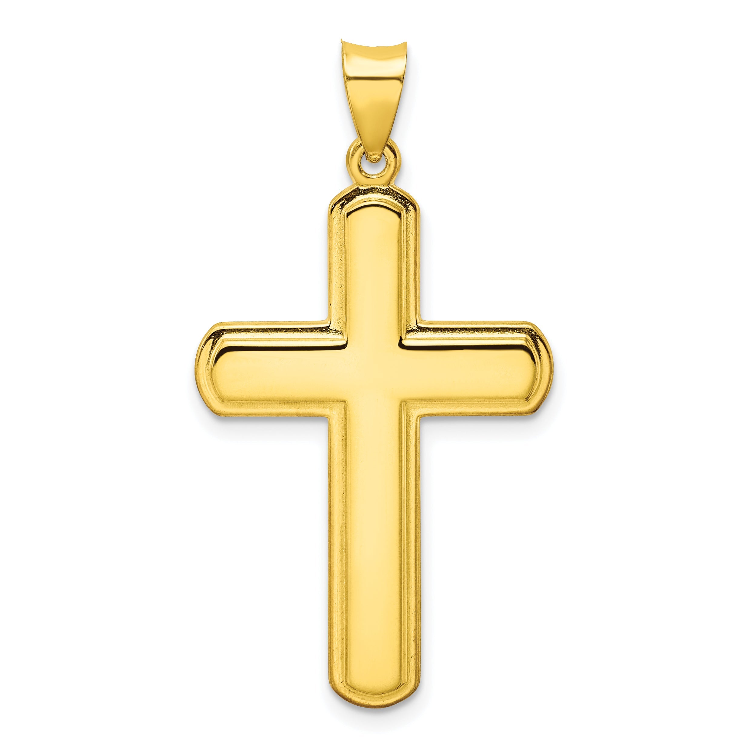 Ss/Gold Plated Sterling Silver Gold-Tone Polished Solid Cross Pendant