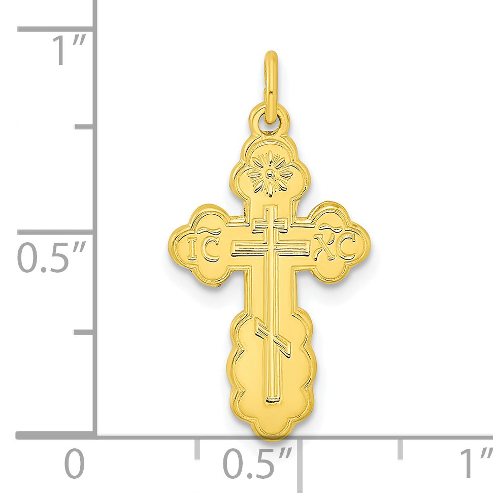 Ss/Gold Plated Stelring Silver Gold-Tone Polished Solid Miraculous Symbols Cross Pendant