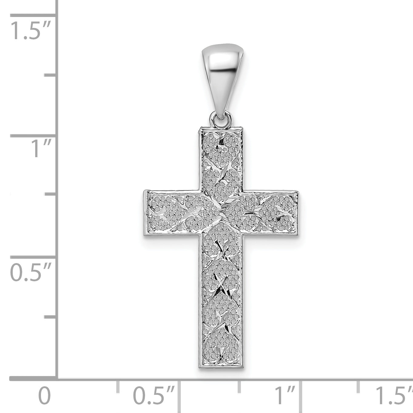 Sterling Silver Rhodium-Plated Polished & D/C Cross Pendant