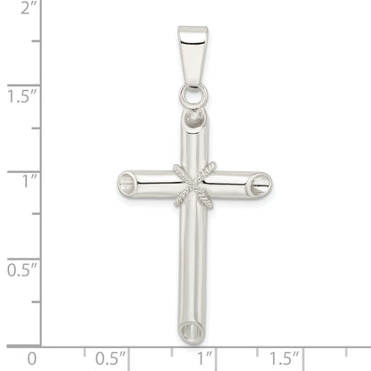 Sterling Silver Polished X Center Hollow Tube Cross Pendant