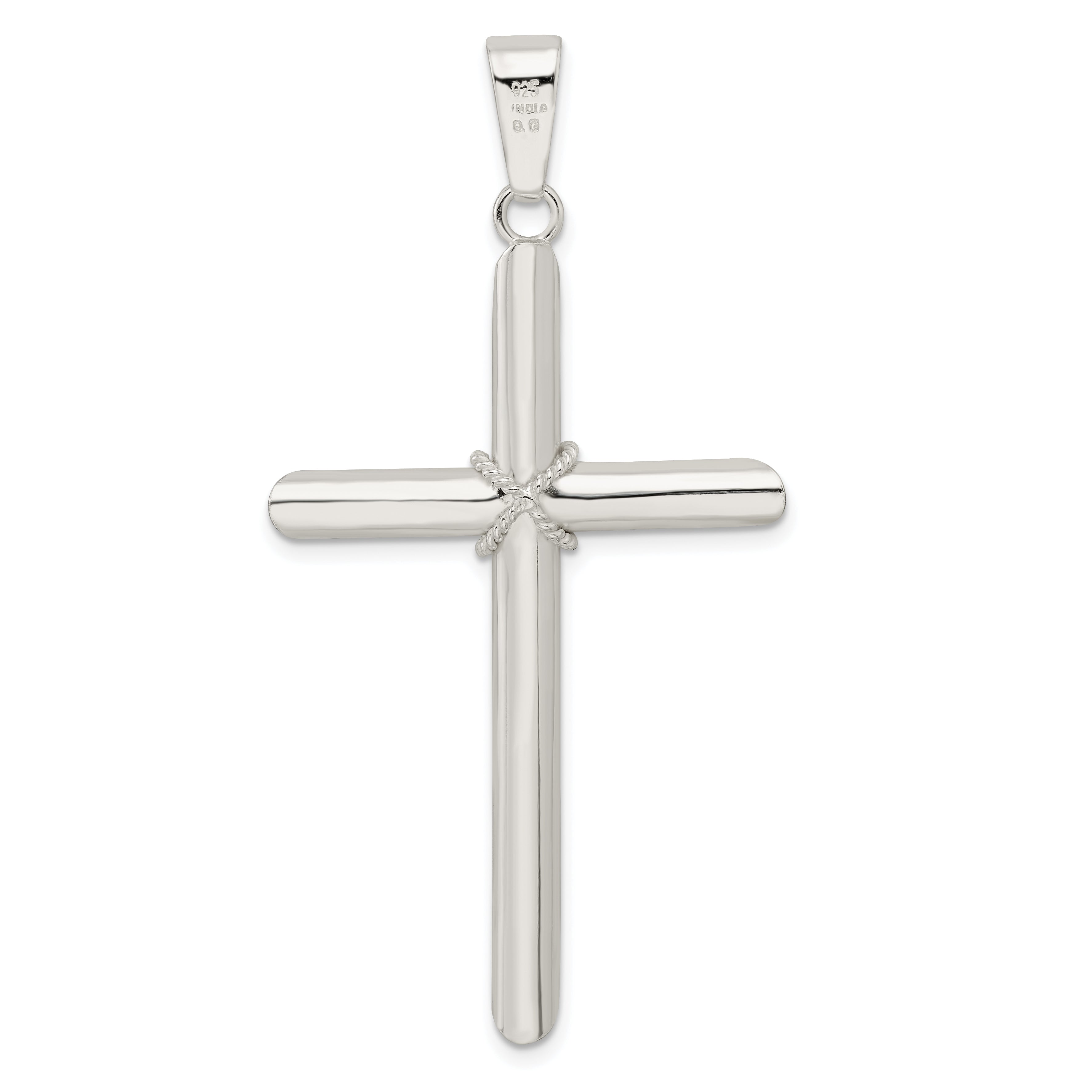 Sterling Silver Polished X Center Large Hollow Tube Cross Pendant