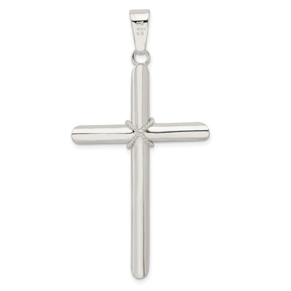 Sterling Silver Polished X Center Large Hollow Tube Cross Pendant